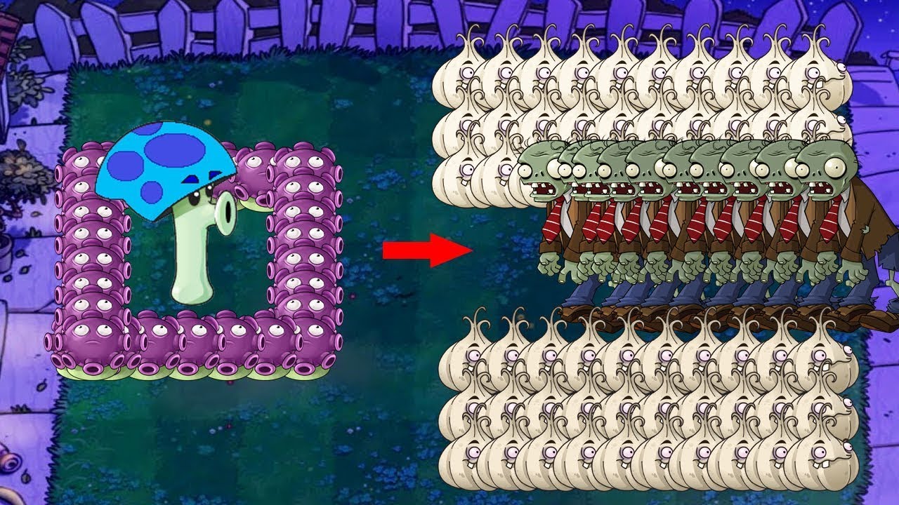 99 Scaredy Shroom Vs Gargantuar Attack Dr.Zomboss - Plants vs Zombies ...