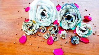 Making of artificial rose using old news paper | Best out of waste screenshot 5