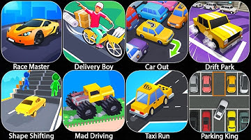 Race Master, Traffic Escape, Car Out, Build A Car, Drive Mad, Taxi Run, Drift Car Gameplay All Lev