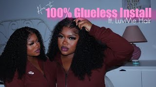 100% Glueless!! ft. LuvMe Hair 🎀| Jerry Curl Install| Ashley Michelle