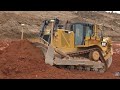 A Big Caterpillar D8T Dozer Pushing Dirt