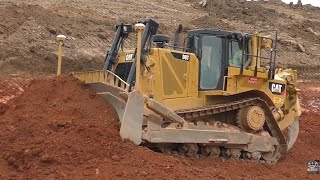 A Big Caterpillar D8T Dozer Pushing Dirt