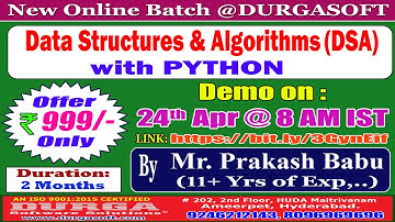 Data Structures & Algorithms with PYTHON Online Training @ DURGASOFT