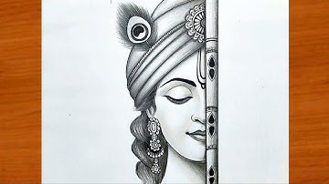 How to Draw Krishna half face drawing l krishna drawing| Drawing Pictures | chitra |Easy drawing
