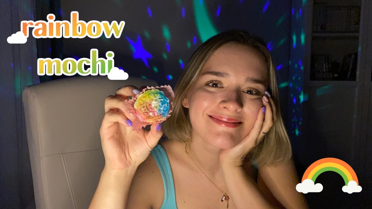ASMR // Denerken Uyuyoruz : Rainbow Mochi Mooncake Mukbang 🌈🥮🍡