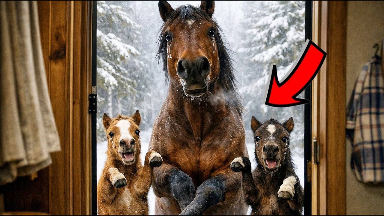 ZMARZNIĘTY KOŃ ZE ŹREBAKAMI ZAPUKAŁ DO DRZWI LEŚNICZEGO W TEMPERATURZE -50°C. KIEDY OTWORZYŁ...