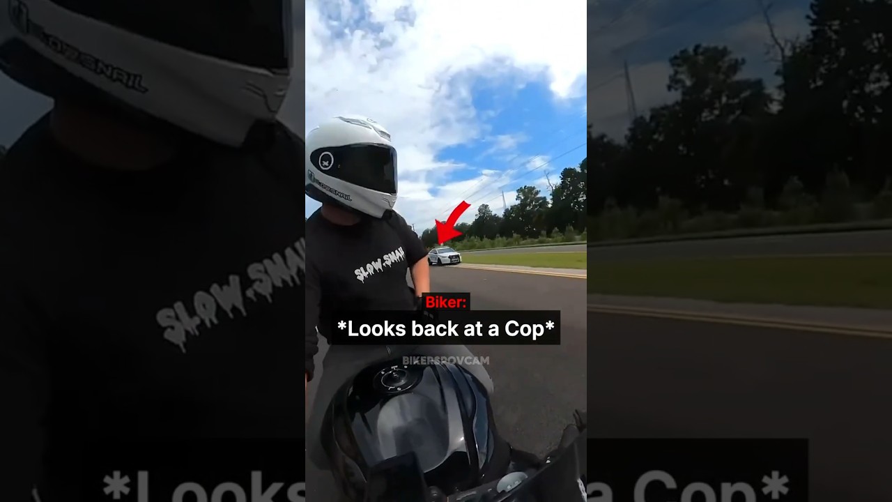 Biker Looks Back at the Cop and THIS Happened