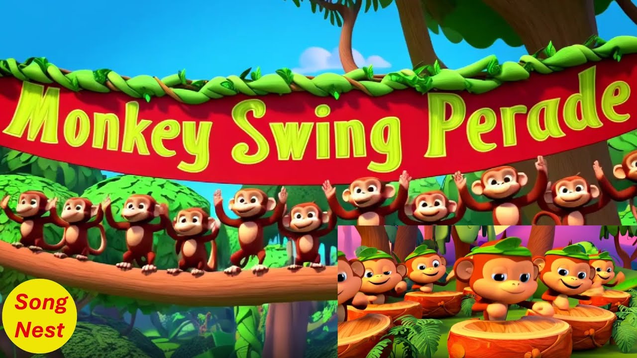 Monkey Swing Parade | Fun Jungle Song for Kids | Animated Cartoon Animal Dance!