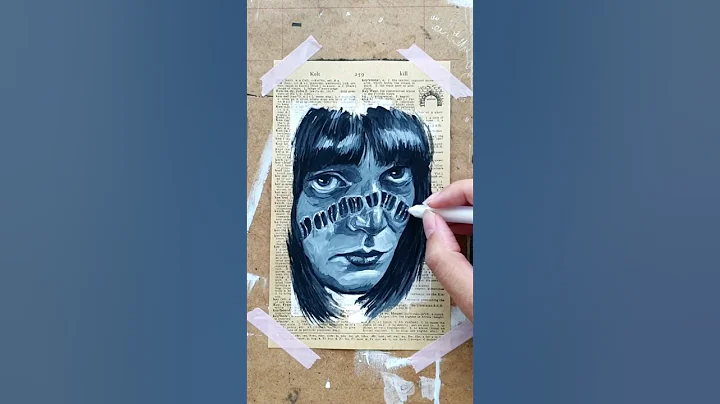 Surreal portrait sketch in gouache