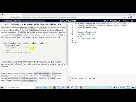 Tutorial 29 - Complete promise with resolve and reject - freecodecamp