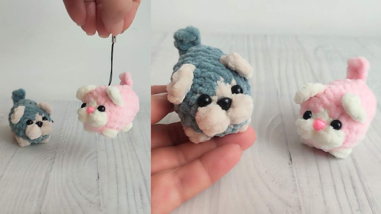 Вязаный мини котенок крючком, котик брелок за 10 минут крючком