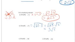 Simplifying Radicals w/ Perfect Squares