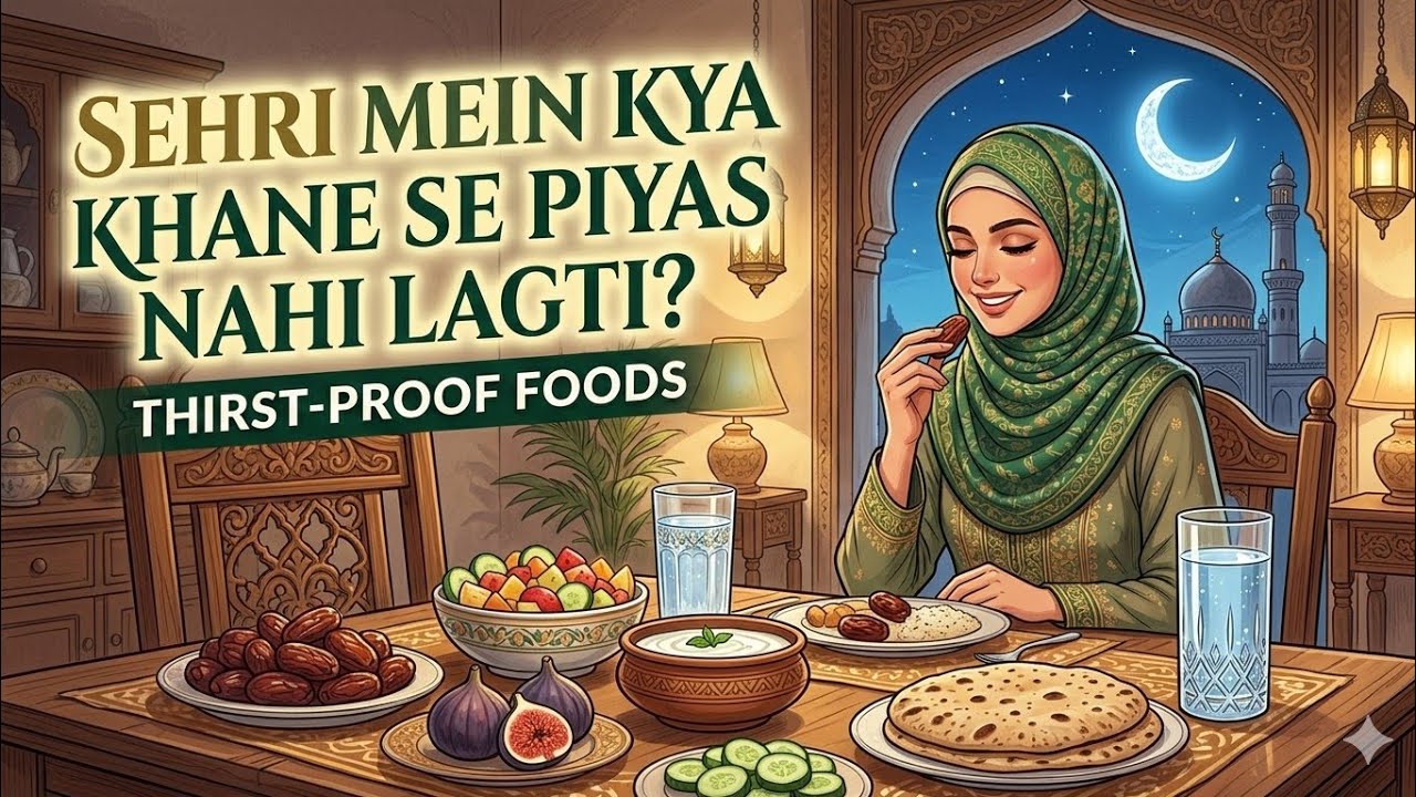 शेहरी में क्या खानें से प्यास नही लगती? Roze mein Pyaas se Bachne ke Liye Behtareen Sehri Diet Plan.