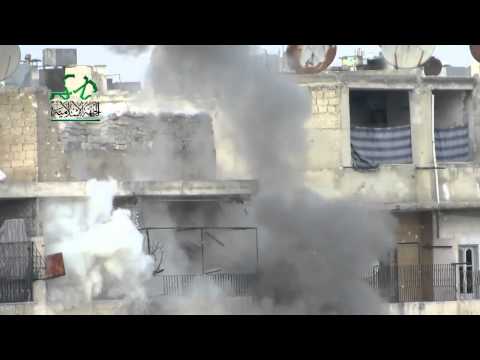 حلب حي المشارقة استهداف أحد مقرات جيش النظام على يد كتائب الثوار 4 9 2014
