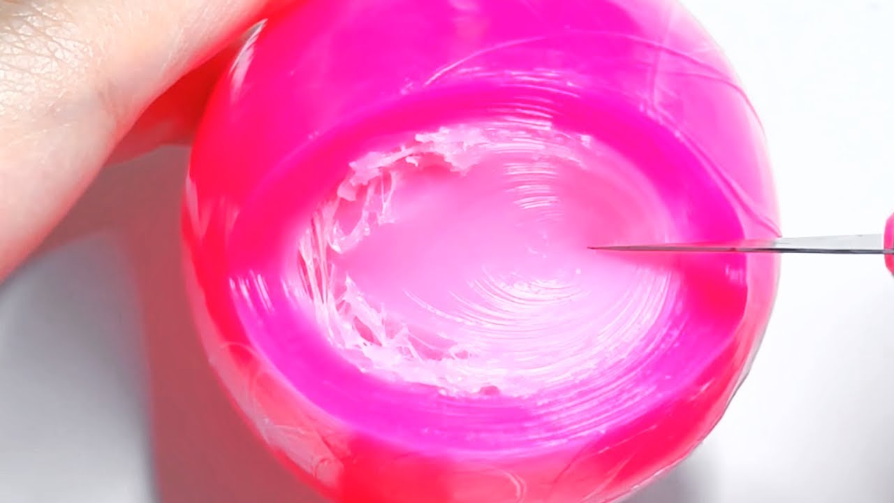 ASMR The cutting and restoration of the pink tape ball Relaxing and