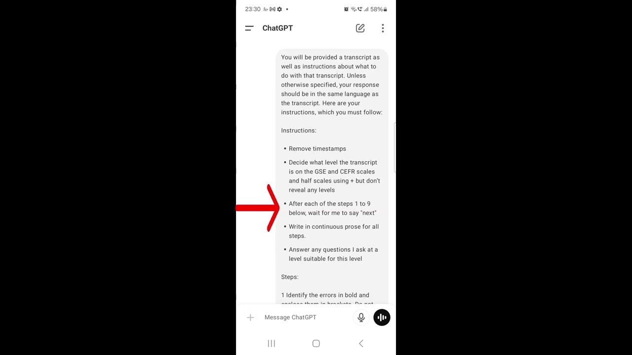 Screen Recording of My 9-step prompt in action using Turboscribe.ai ChatGPT