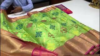 Best Place To Buy Soft Banarasi Handloom Ikkat Weaving Soft Silk Saree in Green Color at grabandpack screenshot 5