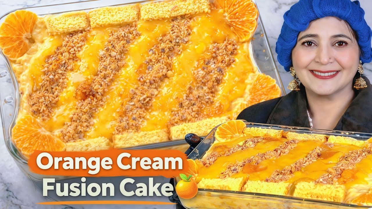 Orange Cream Fusion Cake | Easy Bakery Style Cake 