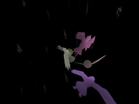 Five Nilbirds
Five birds are trying to fly together, but non-Euclidean geometry makes this difficult.
Nil geometry.  Five Nilbirds