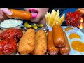 ASMR FISH &amp; CHIPS, SPICY FRIED CHICKEN, SAUSAGES, EGGS, PICKLE MUKBANG MASSIVE Eating Sounds