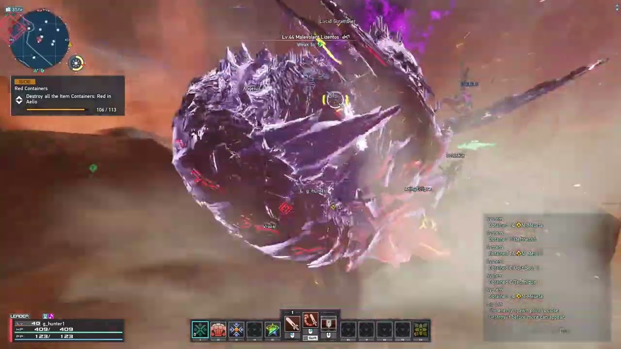 PSO2 NGS Gigantix Malevolent Lizentos Lv. 40 Hunter (Sword) Gameplay 2/12/22