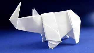 картинка: Как сделать носорога из бумаги - Оригами носорог