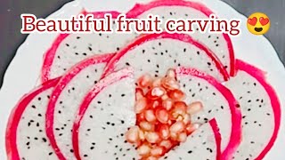 Beautiful fruit carving with dragon fruit 🤩🤩🤩 flower 🌸 and butterfly 🦋