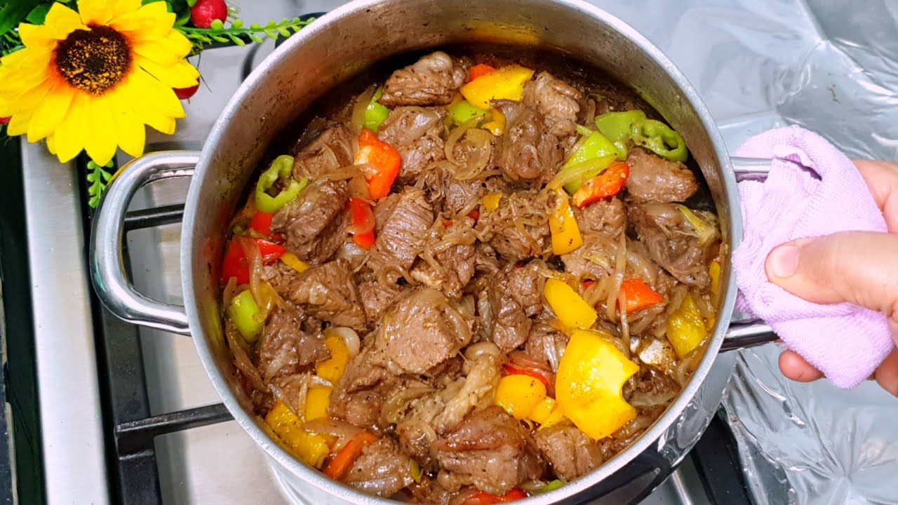 اللحم من غير شوى ولاتحمير بنص كيلو كفى كتييير أكلة شتوية مميزة ولذيذة