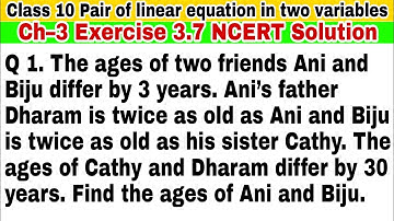 Class 10 Ch–3 Ex 3.7 Q 1 | Pair of linear equations in two variables | Math NCERT Solution