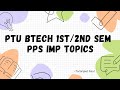 IKGPTU BTECH 1st year PPS IMP TOPICS FOR 2025-26 EXAMS