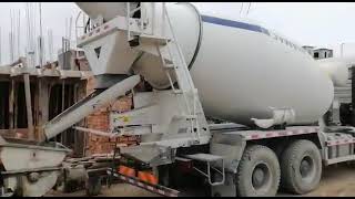 Customer feedback to us video of concrete mixer truck and concrete pump working together in peru