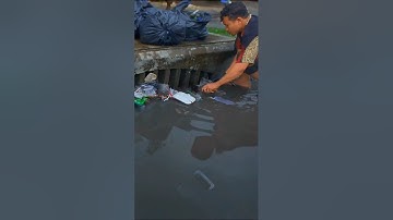 Remove plastic Unclogged culvert drain #shorts #satisfying #real