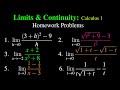 Limits and Continuity: Calculus 1 Homework Problems Part 3