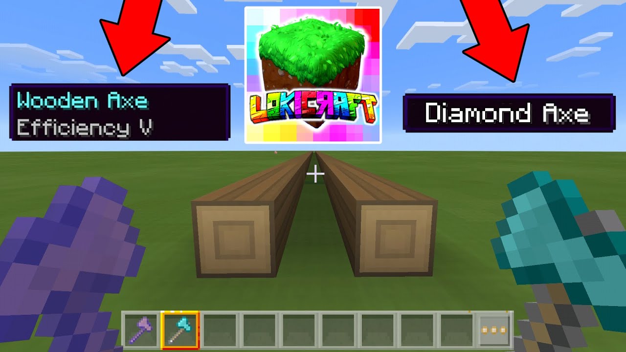 LOKICRAFT Efficiency V Wooden Axe vs Diamond Axe YouTube