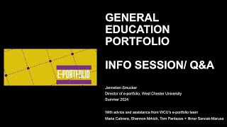 General Education Portfolio Training and Info Session, Aug 21, 2024 News