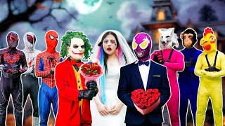 What If ALL COLOR SPIDER-MAN In 1 House? Spider-Man Help JOKER Rescue the BRIDE Is Kidnapped