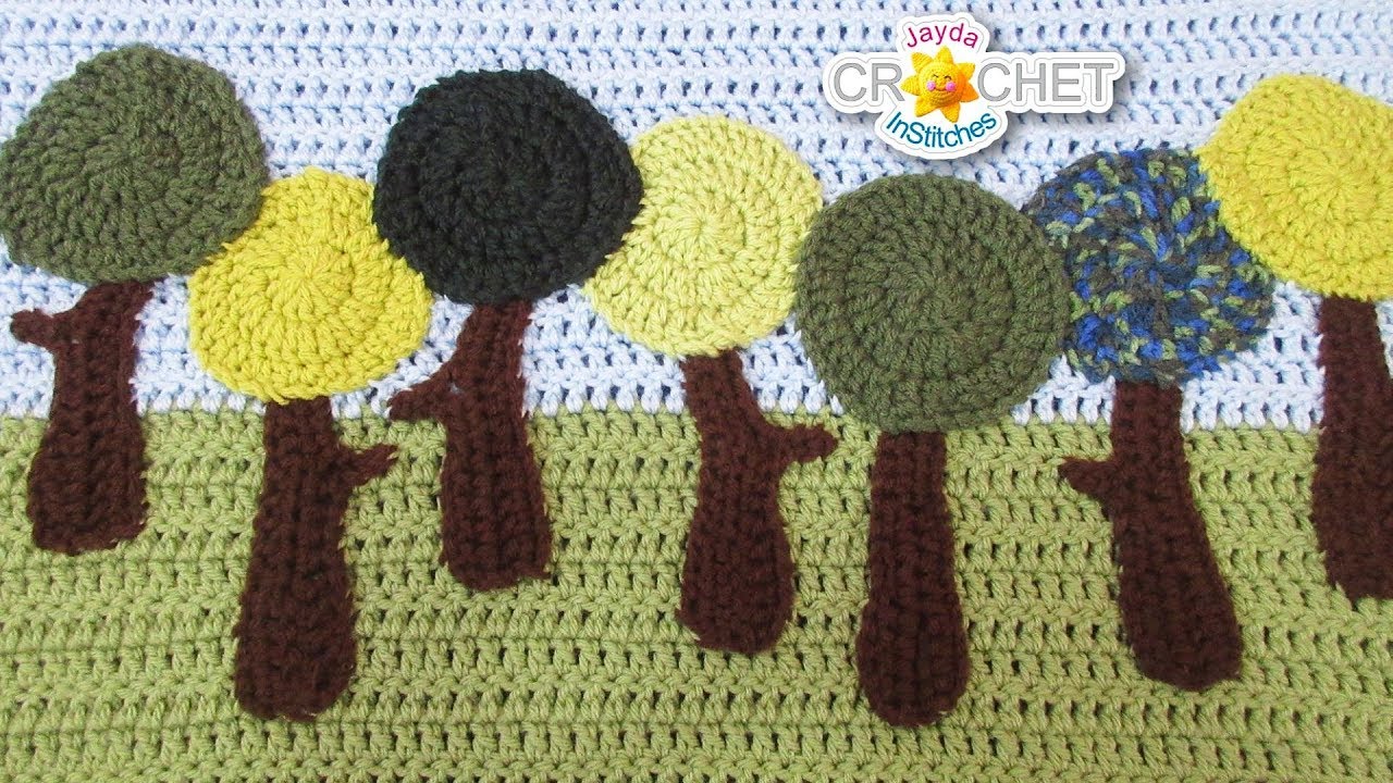 Crochet Tree Applique - Folk Art Calendar Blanket 2019 - April