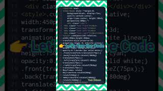 HTML 3D Cube Animation |CSS Transform Tutorial Beginner Friendly#html#viral#explore#coding#animation