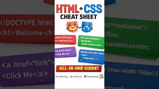 HTML CSS Cheat Sheet Complete Beginner Guide Learn Web Development Part 1 #html #htmlcss #coding