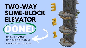 Two-Way Multi-Floor Slime-Block Elevator - No Visible Redstone | 1.16+