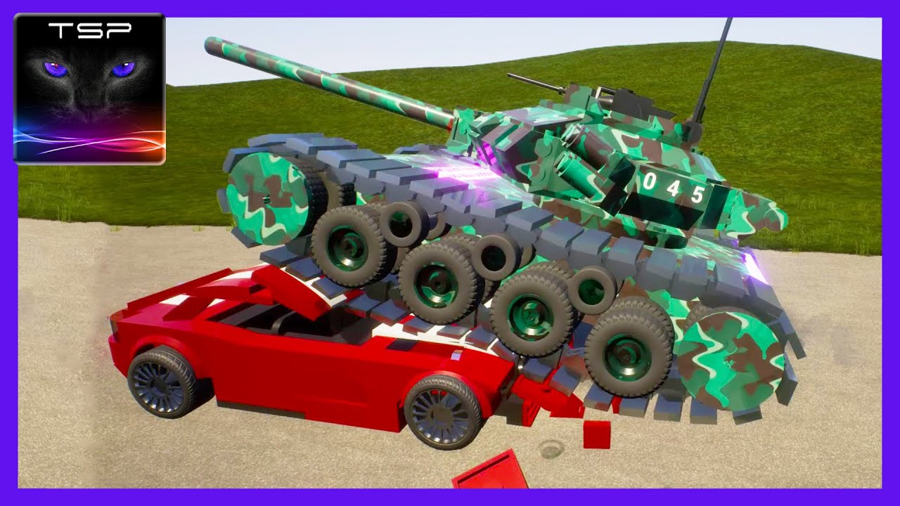 REAL TANK Build w/ working tracks CRUSHING Cars Brick Rigs YouTube