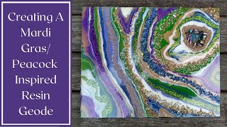 #74- Creating A Mardi Gras/Peacock Inspired Resin Geode... Full Tutorial