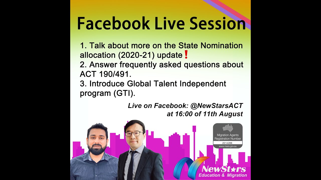 State Nomination allocations (20-21) | Global Talent Independent program | Canberra Matrix 190/491