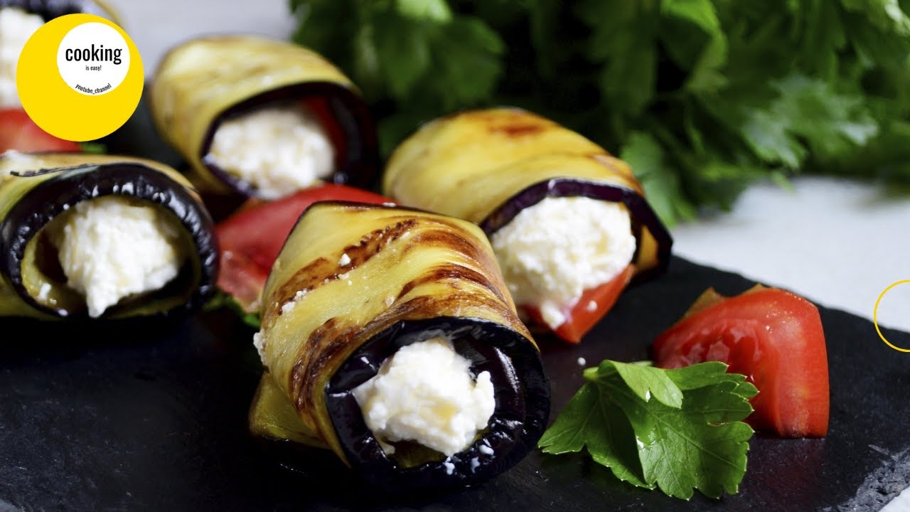 Festive recipe: eggplant rolls with cream cheese