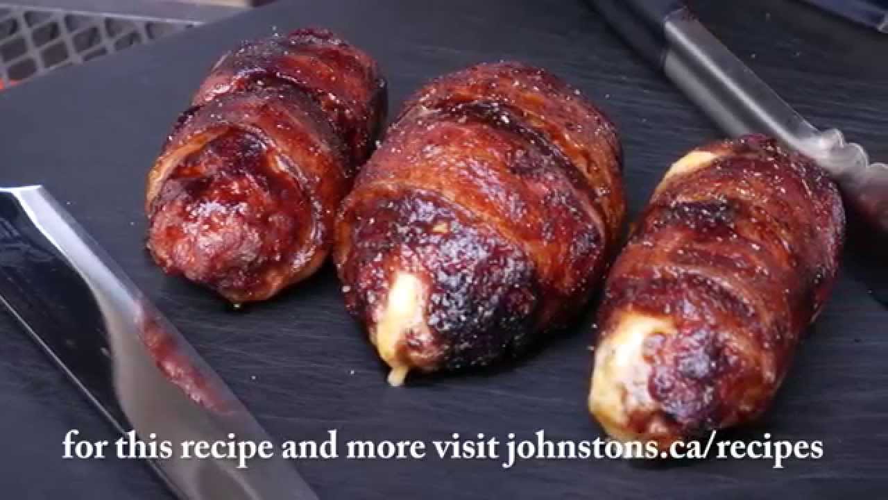 Cooking at Home with Johnston's - House of Q's Cheese Stuffed Bacon Wrapped Hot Dogs - YouTube