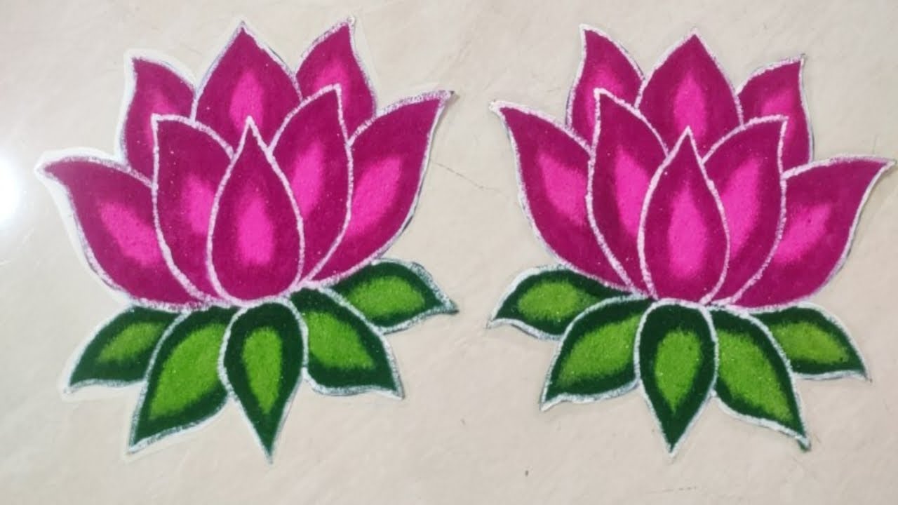 Lotus flower patch rangoli|how to make ready-made rangoli - YouTube