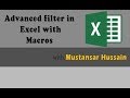 Advanced filter in excel with macros