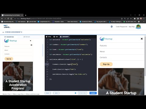 Responsive Navbar Using JS || Frontend intermediate Using CSS Flex Box || #nxtwave || #ccbp #js
