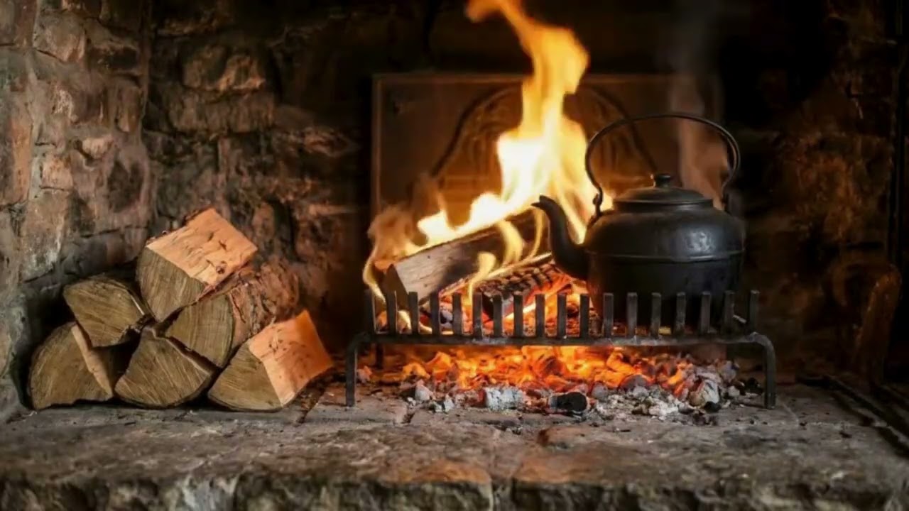 4K Rural  Fire View - Cozy Fire Sounds