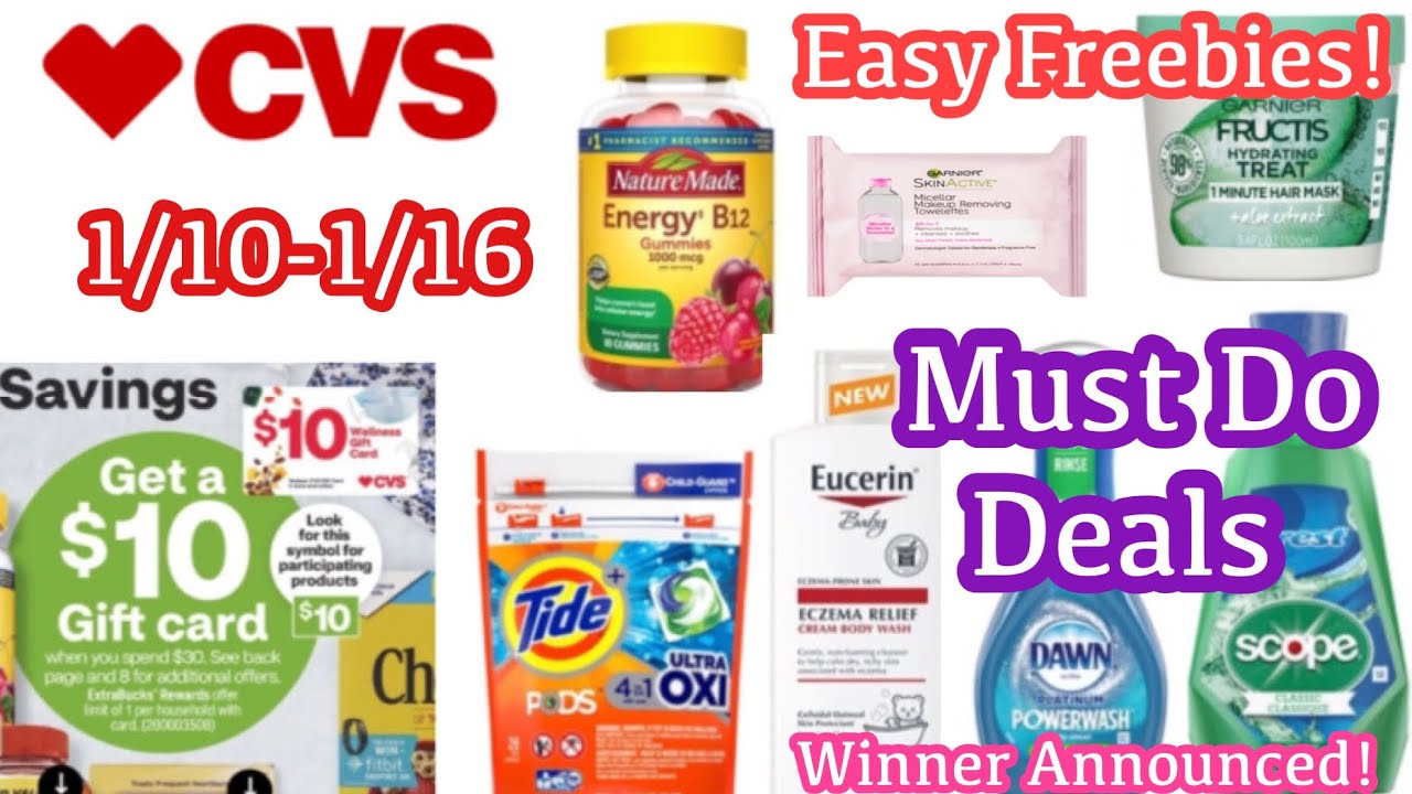 CVS MUST DO DEALS 1/10-1/16 + SPEND $30 GET $10 GIFT CARD